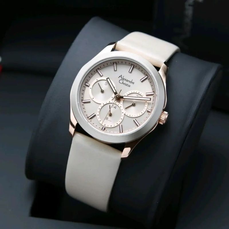 Jam Tangan Alexandre Christie AC 2968 Wanita / AC2968 BF Cream RoseGold Original