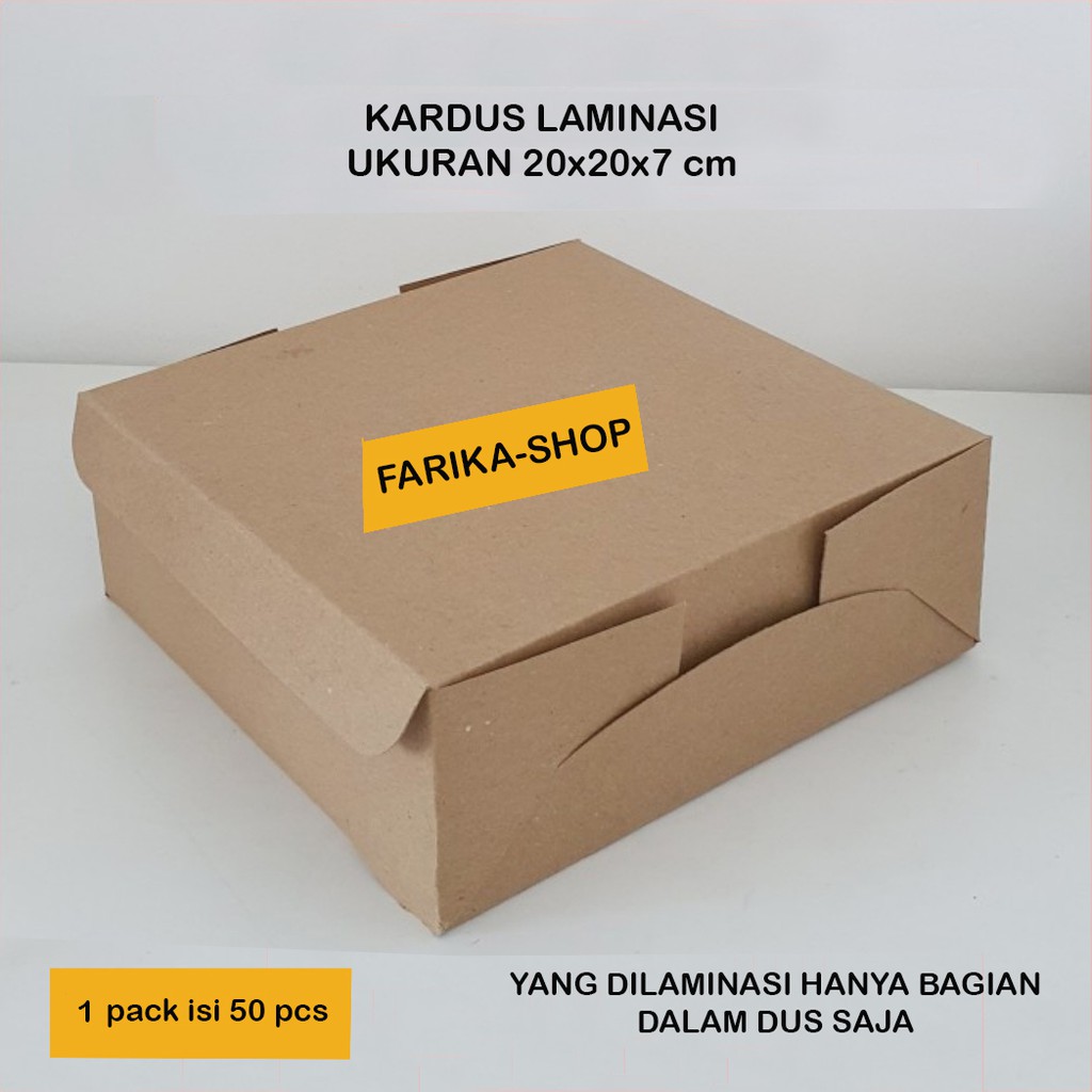 

Dos Laminasi ukuran 16x16 18x18 20x20 22x22 cm / Box Kraft Laminasi Dos Coklat / Kotak Packing Kue