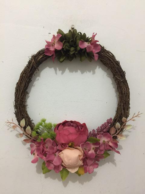 Ring Rotan Diy Wreath Flowers Bulat Kayu Shabby Chic Nordic