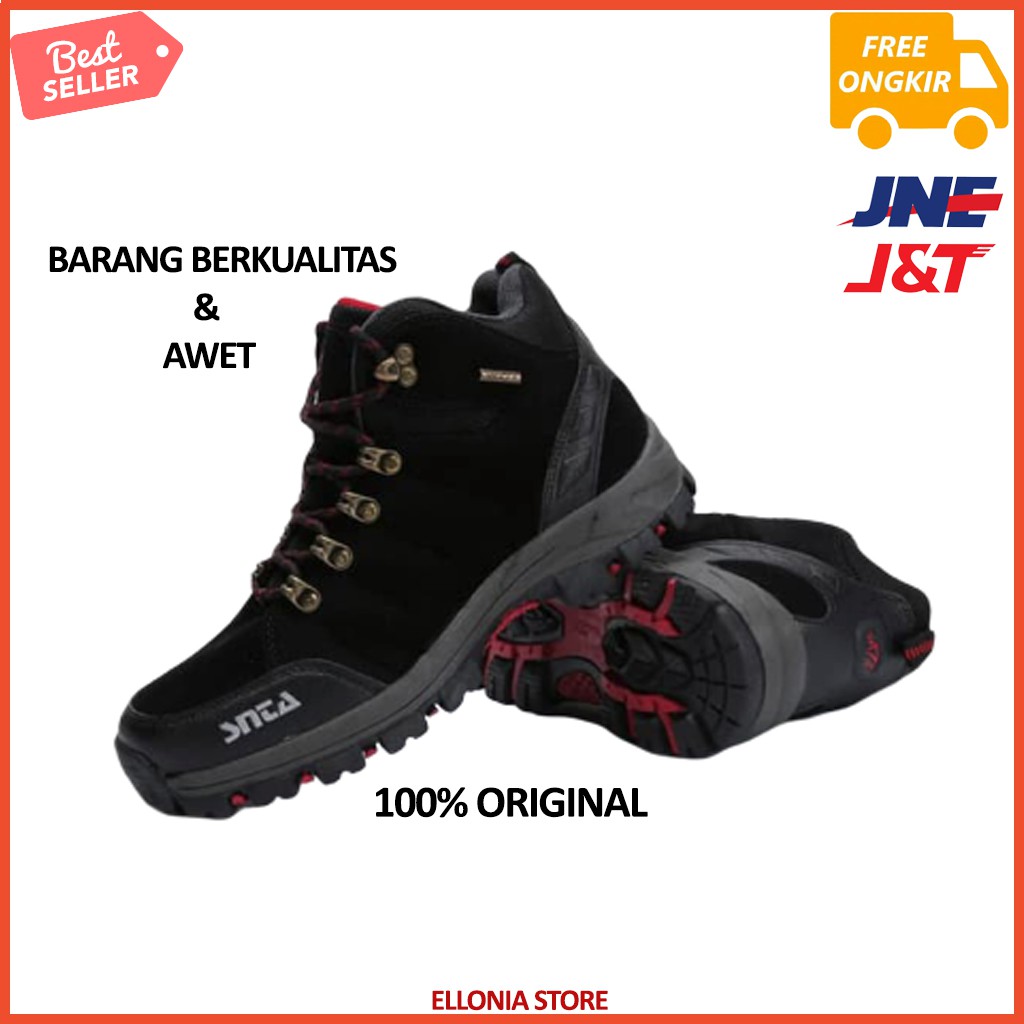 Sepatu Gunung Pria SNTA Berkualitas  479 Black Red Sepatu Gunung Hiking Trekking Travel 40 C1Z6