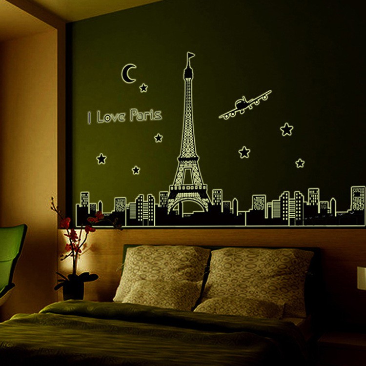 RELIZA Wallsticker GLOW UN THE DARK 60X90 I LOVE PARIS ABQ9602 STIKER DINDING / HIASAN DINDING ku