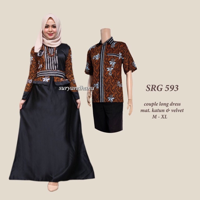 GAMIS BATIK COUPLE TERBARU MURAH Sarimbit Cantik Pesta Kondangan Long Dress Terusan SRG 593 Muslim