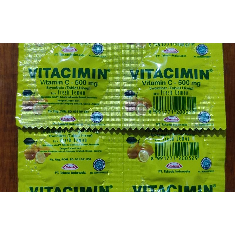 Vitacimin 500 MG 1 Strip 2 Tablet Isap / Daya Tahan Tubuh