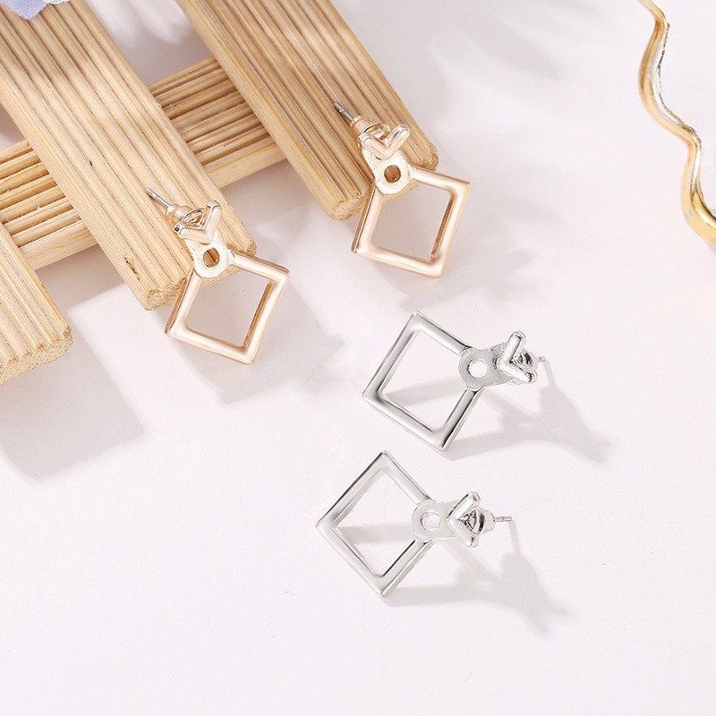 Anting mode Jepang dan Korea minimalis berbentuk geometris anting-anting berbentuk berlian