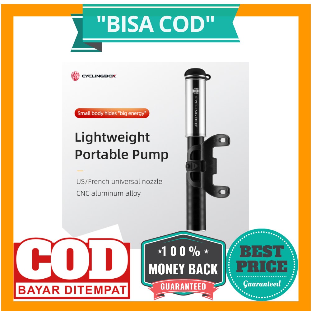 BISA COD CYCLINGBOX Pompa Angin Ban Sepeda Portable 120PSI - BG-1506 - Black