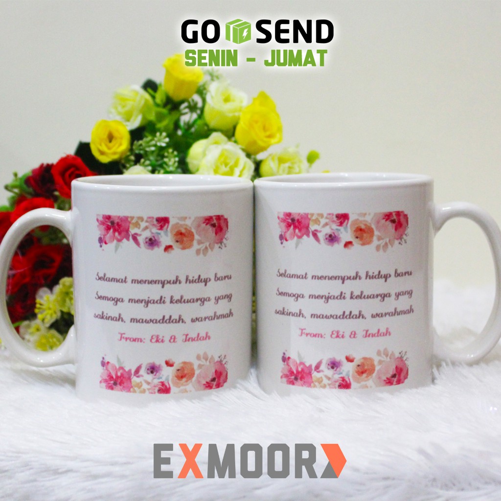 Kado Pernikahan Mug Couple Siluet Pengantin