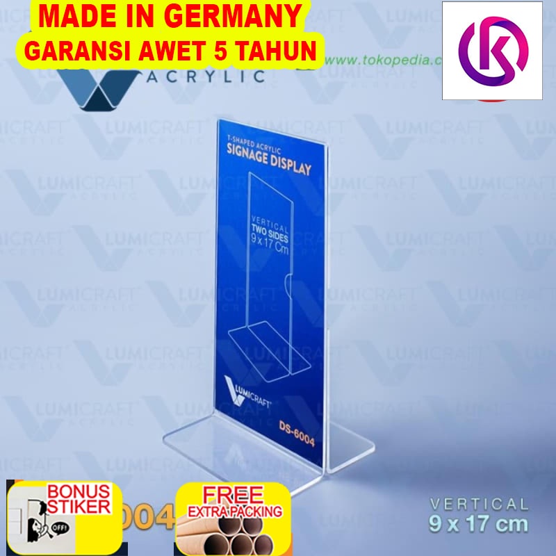

Promo Signage Display/Stand Acrylic/Akrilik Model T - 9 x 17 cm Dua Sisi