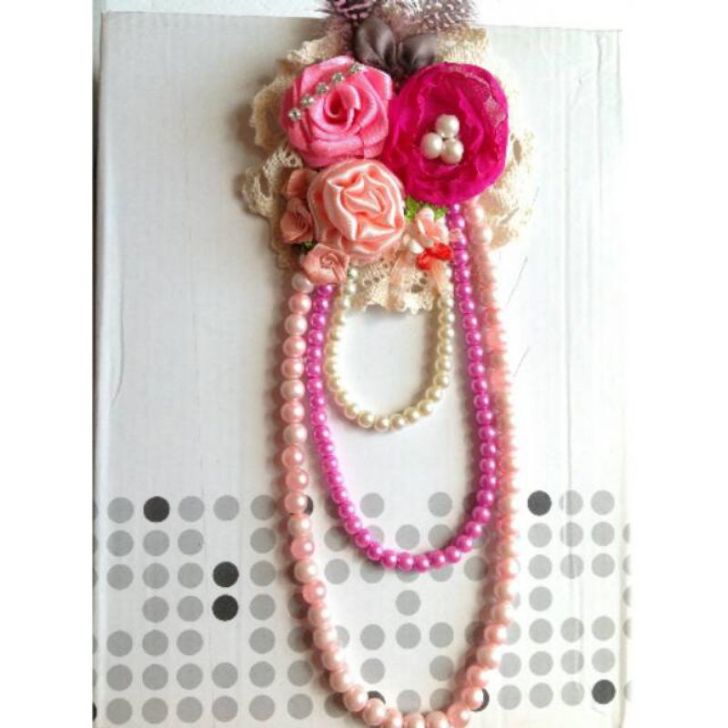 Bros Bunga / Aksesoris Hijab / Jilbab Lotus Bulu Panjang (pink) / Bros