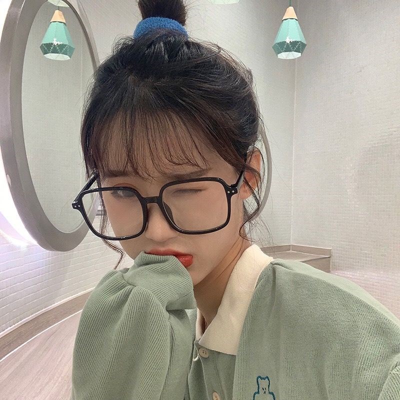 Korean Ig Black Transparent Glasses Non-degree Radiation Protection Student Round Face Trendy