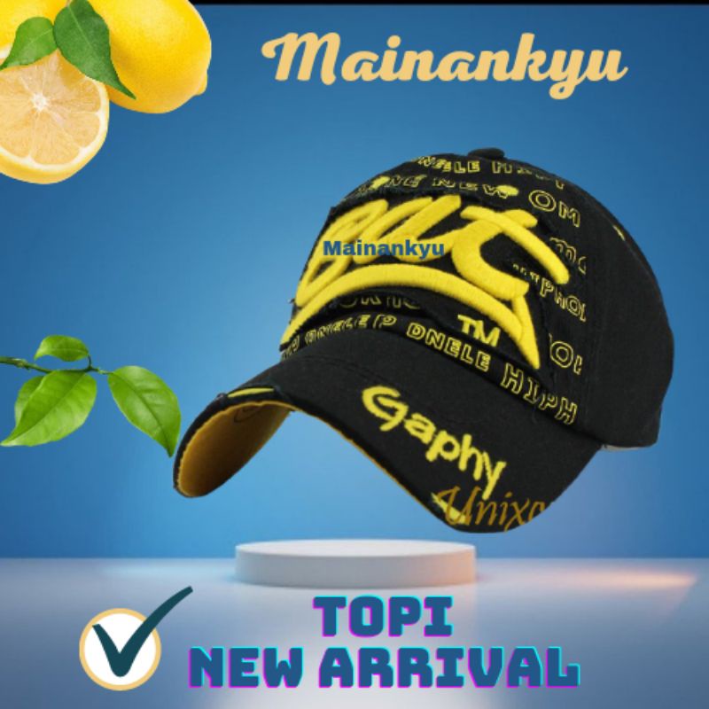 (MAINANKYU) Bat Gaphy Topi Baseball Hat Cap Casual Sport Distro Vintage Dewasa