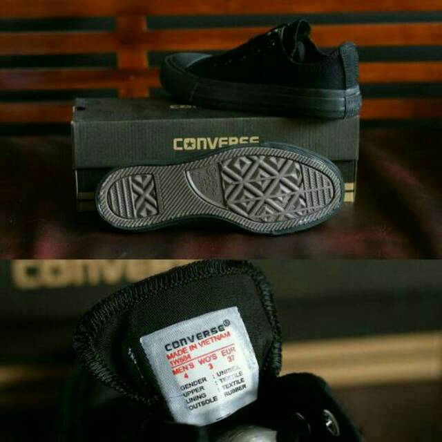 Sepatu Converse CT Full Black Mono Import  Hitam Polos Sekolah Kerja Kuliah Formal Resmi Pria Wanita