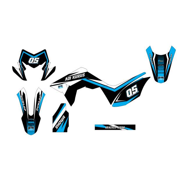 Decals Stiker CRF 150L Kombinasi Biru Hitam Putih Full Body Desain bebas