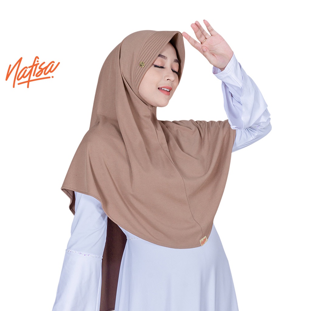 Nafisa Instan Azqila Premium - Hijab Instan Jilbab Bergo Bahan Kaos High Quality-Milo