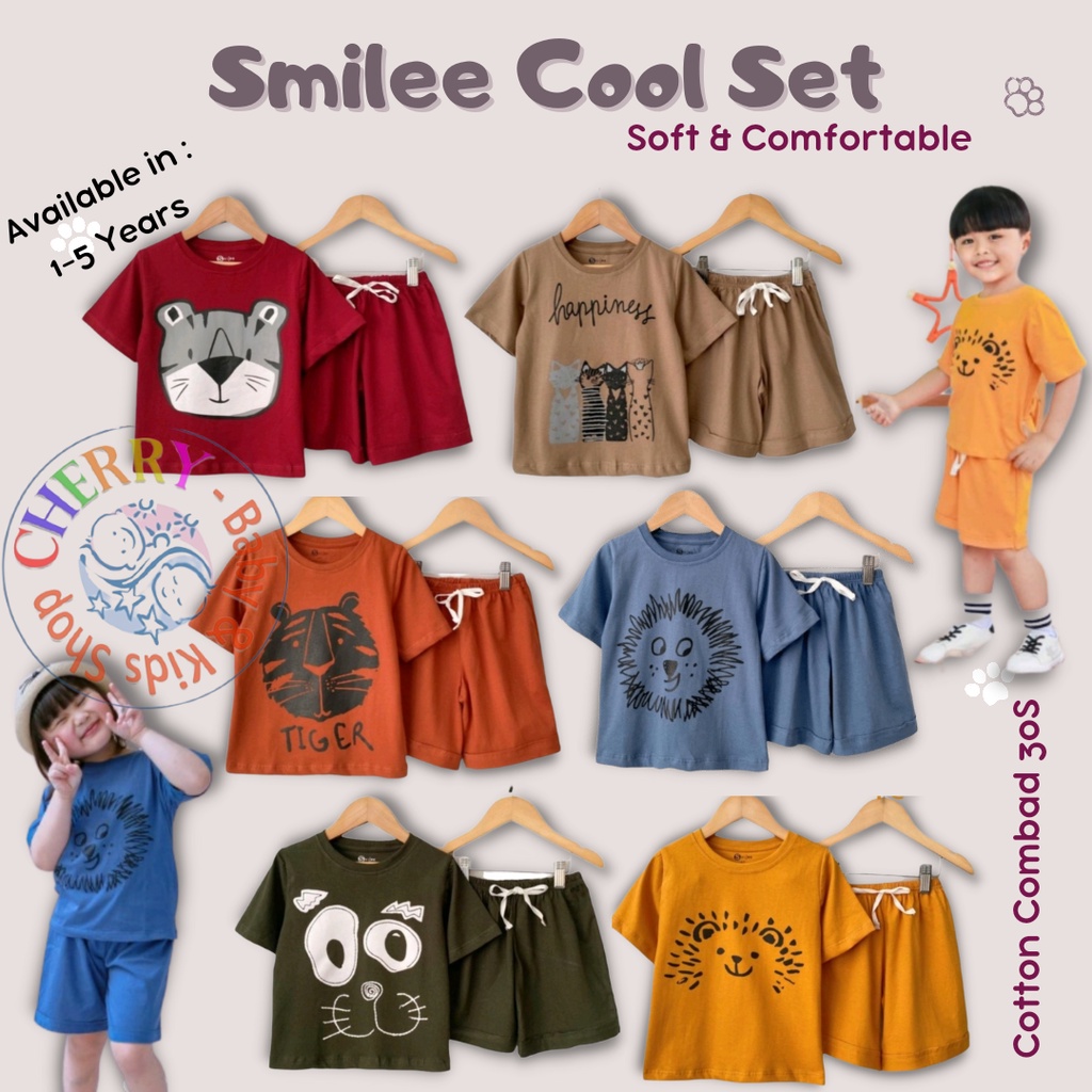 Setelan Anak Unisex Smilee Cool Set 1 - 5 Tahun Setelan Anak Laki Laki Perempuan Murah Berkualitas CBKS S23