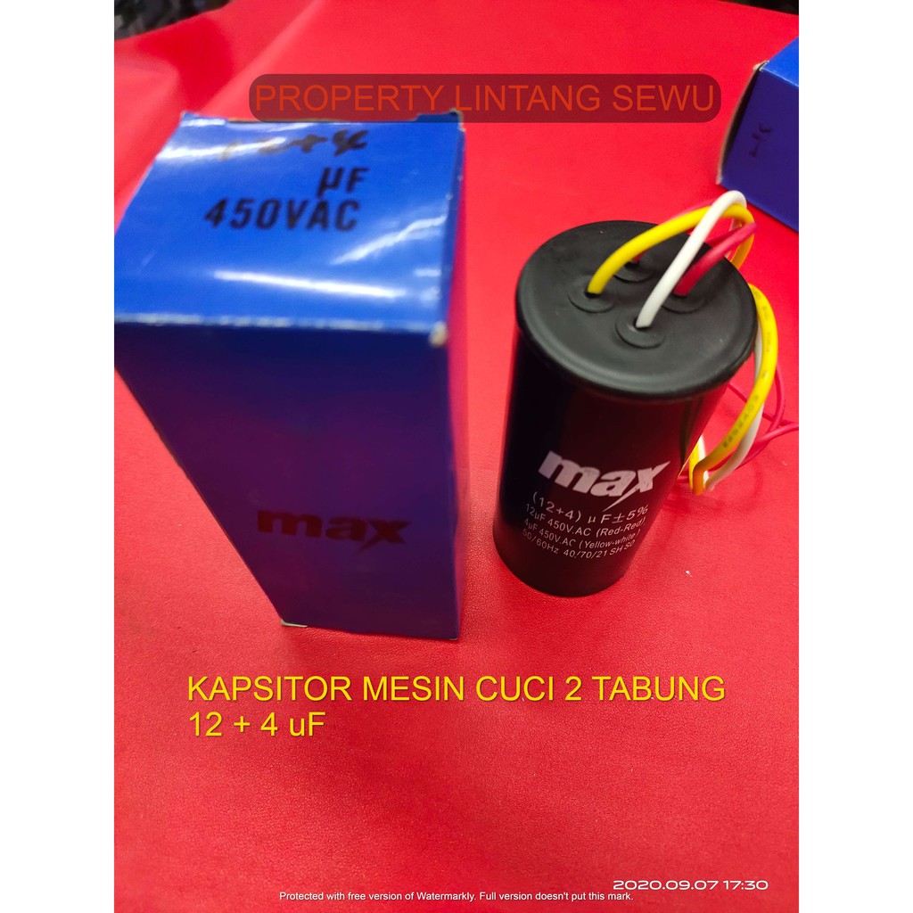 capasitor kapasitor mesin cuci 2 tabung 12 + 4 mikro 450 volt