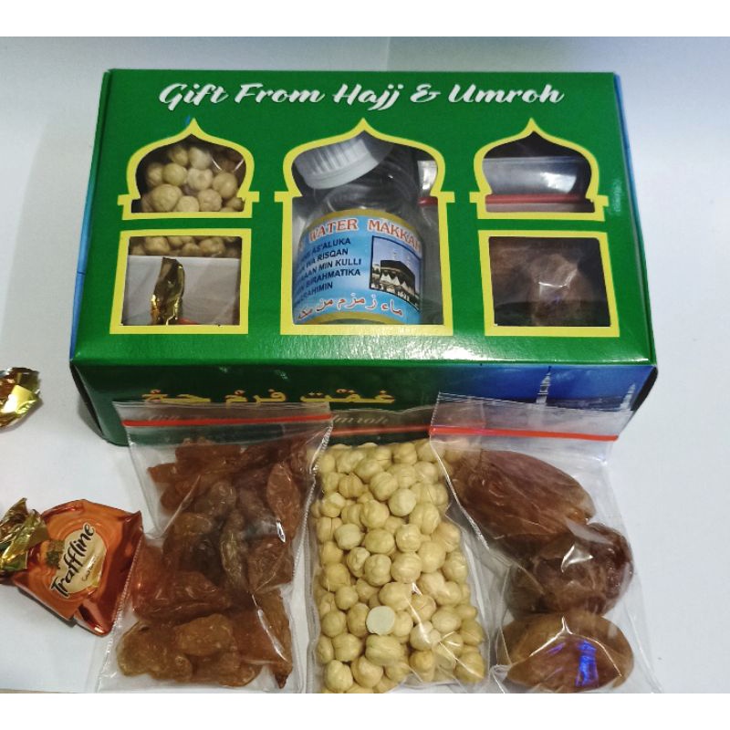 Paketan 1 Oleh Oleh Haji Dan Umrah 5 Varian &quot;Praktis&quot;√ Paket 'Kismis'Kacang arab'Kurma'Botol