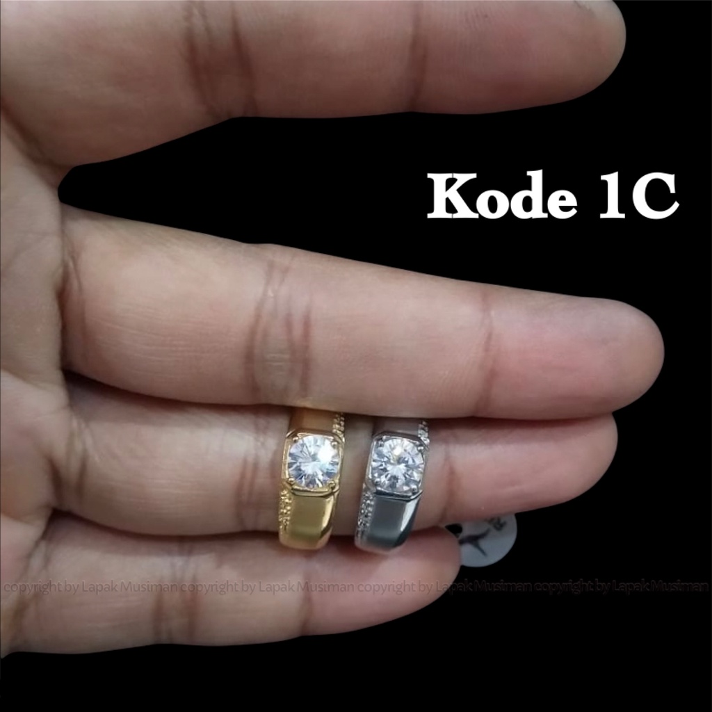 [Bayar di Tempat] Cincin Pria Titanium Anti Karat Batu American Diamond Kode CCZ 05