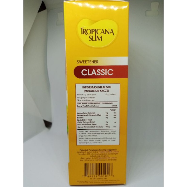 TROPICANA SLIM SWEETENER CLASSIC 50 SACHET