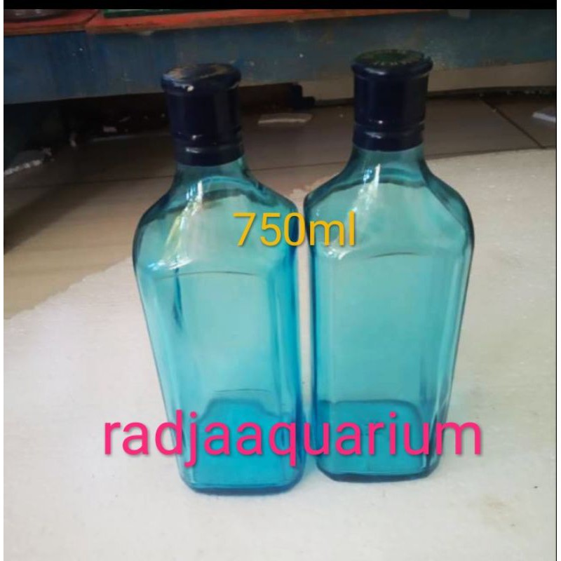 botol minuman Bombay botol kaca kosong warna biru 750ml