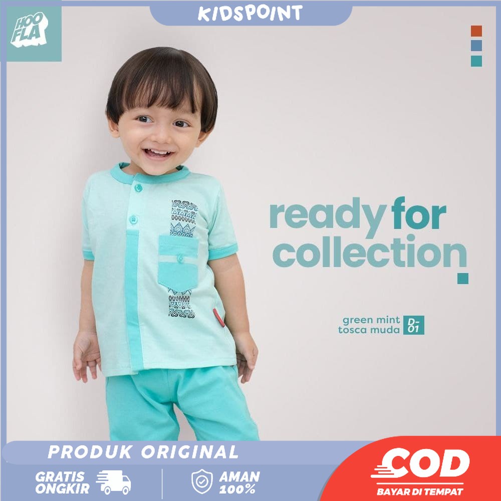 Kidspoint - Set Baju Koko Anak Celana Panjang Hoofla Koko Daudy Hijau Mint / Baju Koko Bayi Umur 3 B