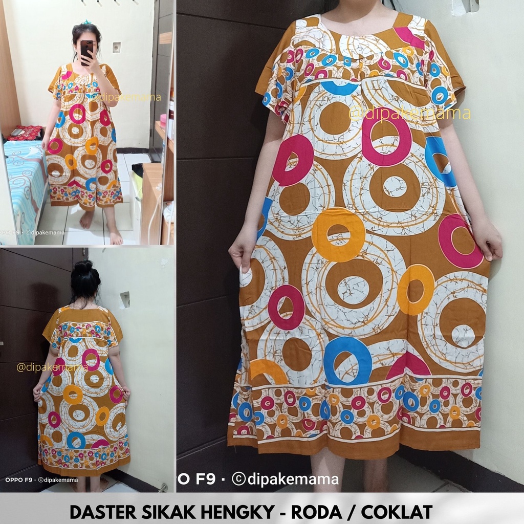 Daster Hengky Sikak ANYELIR TERBARU SEPATU BINTANG roda Baju Tidur Daster Batik Murah Harga Pabrik DASTER WANITA TERLARIS-RODA-COKELAT