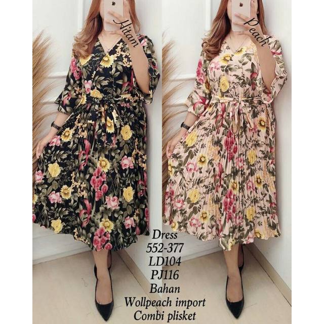 Dres 552377/Bahan wollpeach import combi Plisket