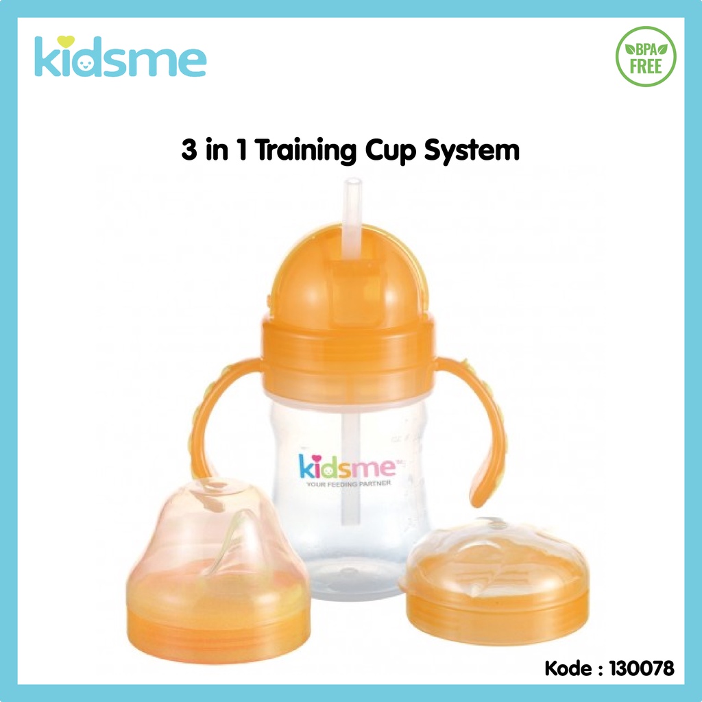 Kidsme 3in1 Training Cup System Baby Training Cup Botol Minum Bayi 3 Step Spout Cup Straw Cup Sippy Cup