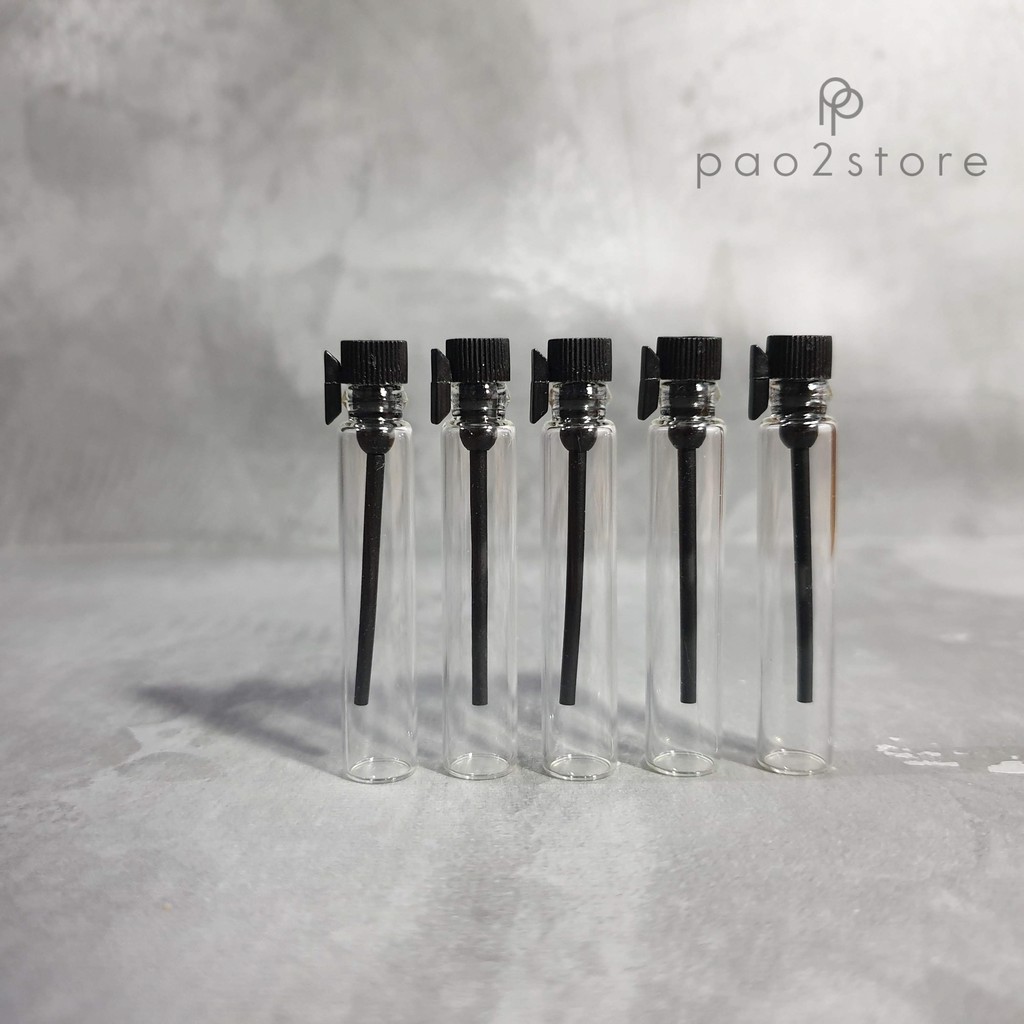 Vial 2ml Botol Tester Sample Parfum Kaca model Stik Panjang - Tutup Hitam