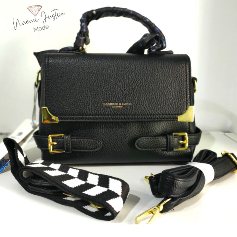 Tas Wanita Impor Fashion Premium Tenteng Selempang Cangklong Hitam