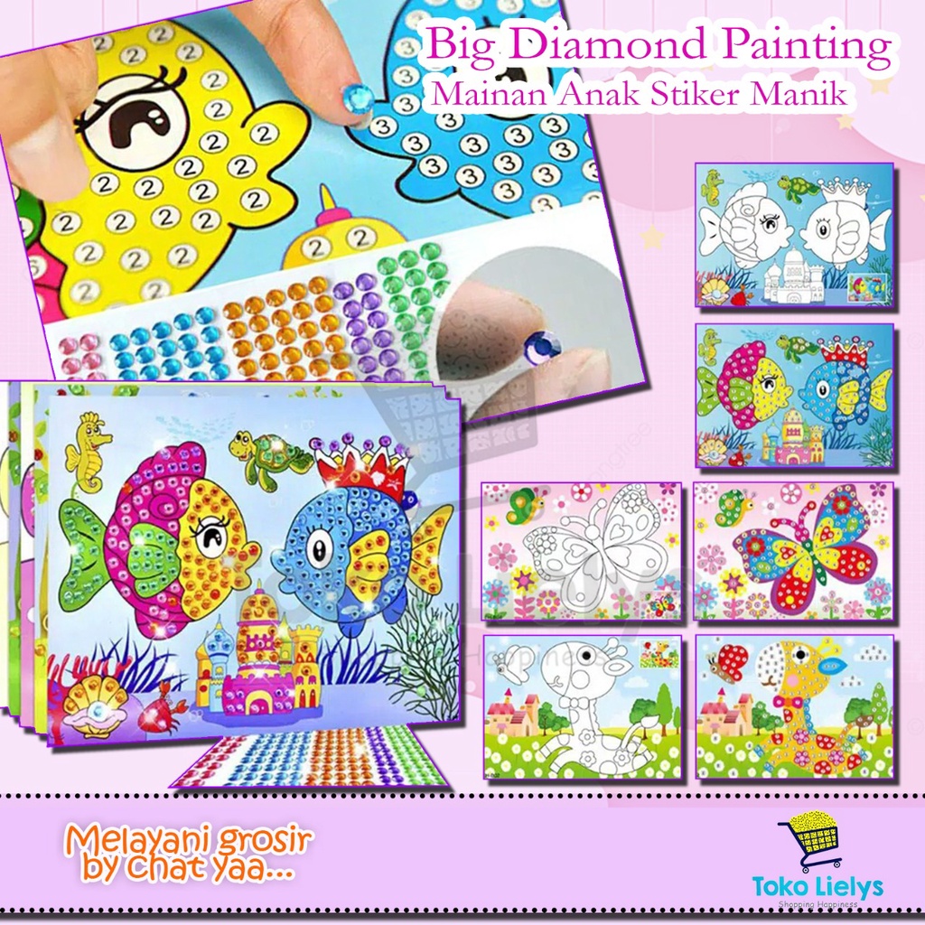 Big Diamond Painting Mainan Anak Stiker Manik Diamond