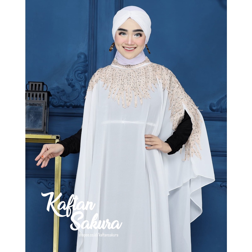 Kaftan Wanita Muslim Model Cleopatra Bordir Akar payet untuk lebaran pesta kondangan free ciput FREE DALAMAN INNER MANSET terbaru mewah dan kekinian