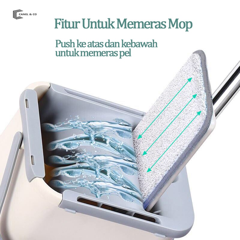 CANEL &amp; CO Alat Pel Lantai Praktis Serbaguna Multifungsi Ultra Mop 360 Derajat Mop Briny Gratis 2 Kain Alat Pembersih Lantai