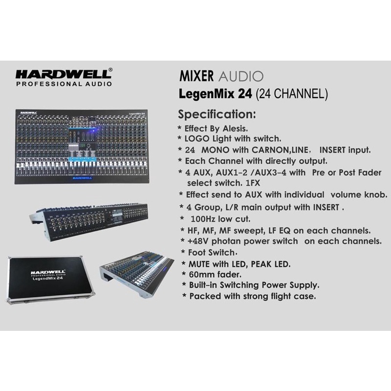 Mixer Audio HARDWELL 24 Channel LEGENDMIX 24 Original Garansi + Hardcase