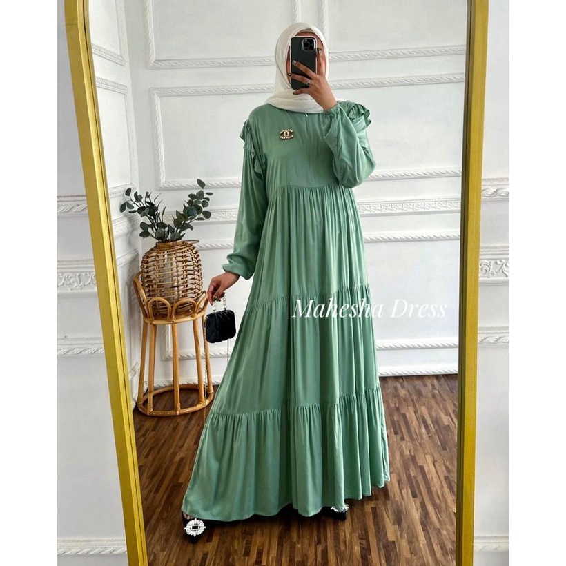 Mahesha Dress/ Dres Polos Rayon Twill /Gamis Wanita Jumbo /Dres Busui