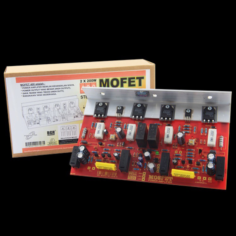 KIT POWER MOFET 400W STEREO TRANSISTOR FINAL ASLI 2X200 WATT 400 W PLUS PROTEKTOR BELL BGR ORIGINAL