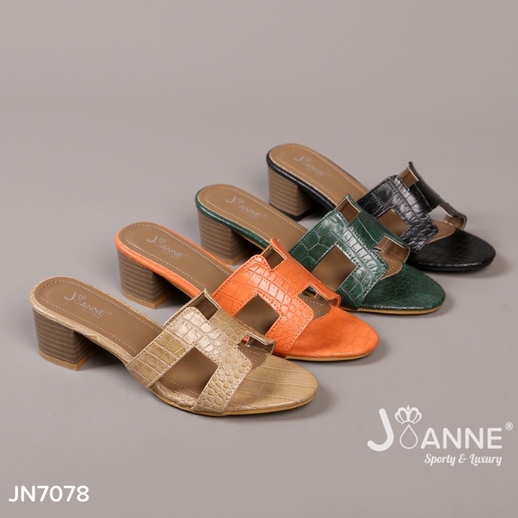 JOANNE Chunky Mules Heels Starps Shoes #JN7078 ORIGINAL