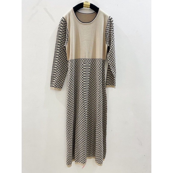 Am*li* knit mocca n grey maxi dres