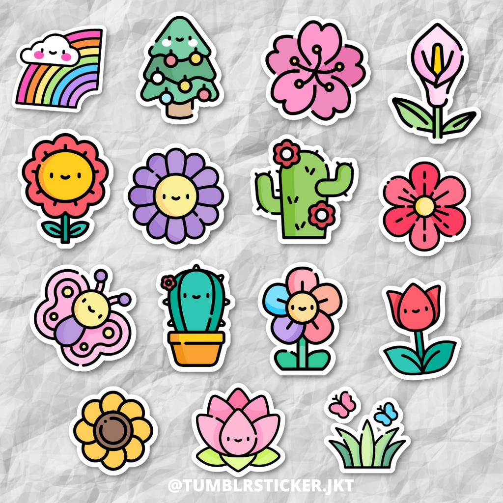 

STICKER TUMBLR CUTE FLOWER PACK | STICKER AESTHETIC LAPTOP | STICKER TUMBLR HP JURNAL CUTE MURAH