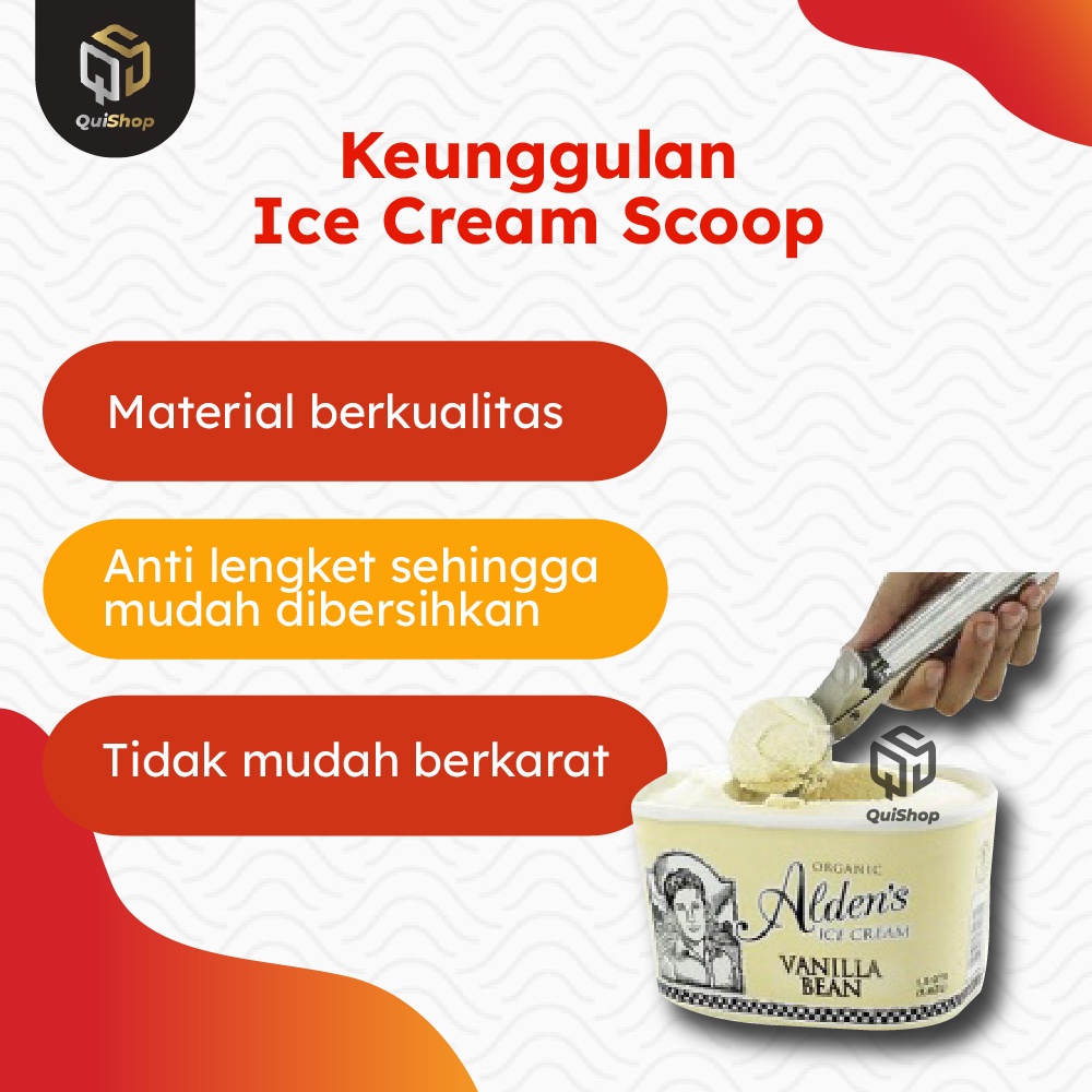 Sendok Sekop Es Krim Ice Cream Scoop Stainless Steel Peralatan Makan Perlengkapan Dapur Termurah Premium