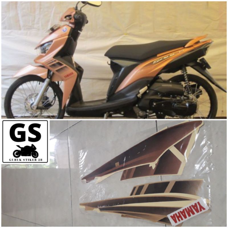 STRIPING STIKER LIS BODY MOTOR YAMAHA MIO SOUL GT 2012 GOLD EMAS