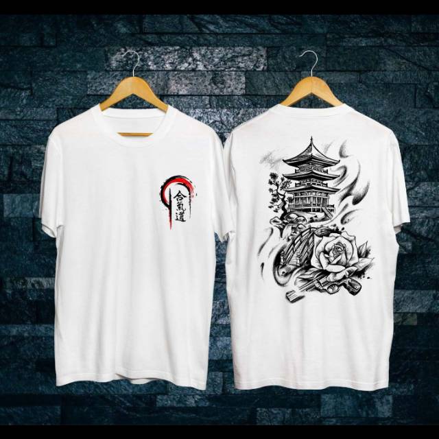 KAOS T-SHIRT/KAOS DISTRO KEKINIAN /KAOS SAMURAI /KAOS RONIN PAGODA PUTIH