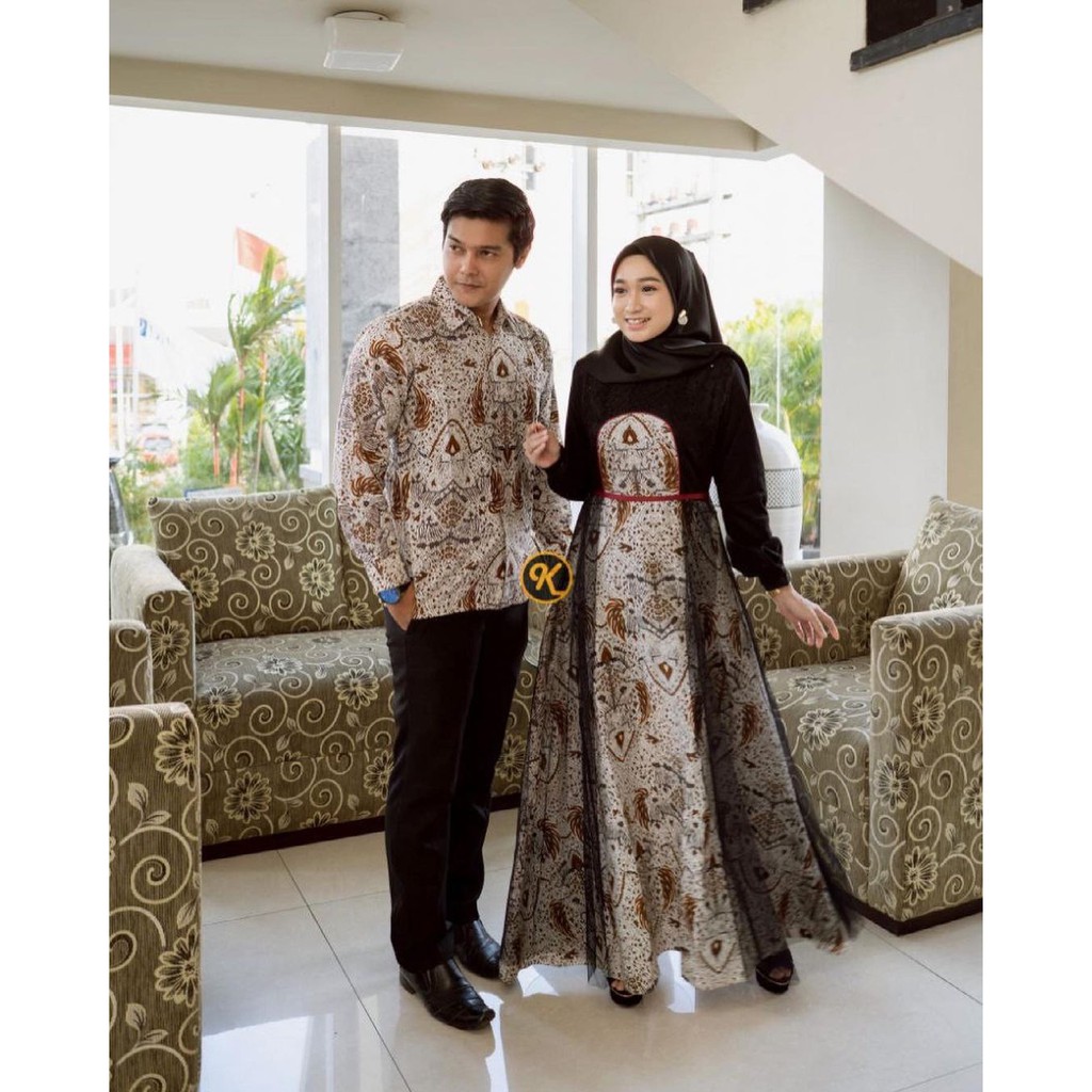 TERMURAH ADA JUMBO  Couple gamis arumi batik brukat kombinasi model terbaru 2021 ada JUMBO best seller KEKINIAN COUPLE