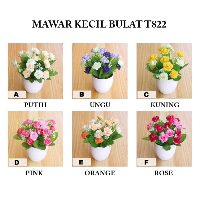 {Lav - T822} Tanaman Hias Bunga / Tanaman Bunga Plastik /  Tanaman Ornamen / Bunga Dekorasi Rumah-Mawar Kecil Bulat