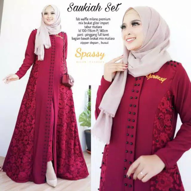 PREMIUM BAJU GAMIS SYARI WANITA BRUKAT BROKAT BUSANA PESTA MEWAH BAJU MUSLIM