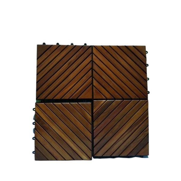 Lantai Kayu Jati Bongkar Pasang Motif Miring UK 30x30cm