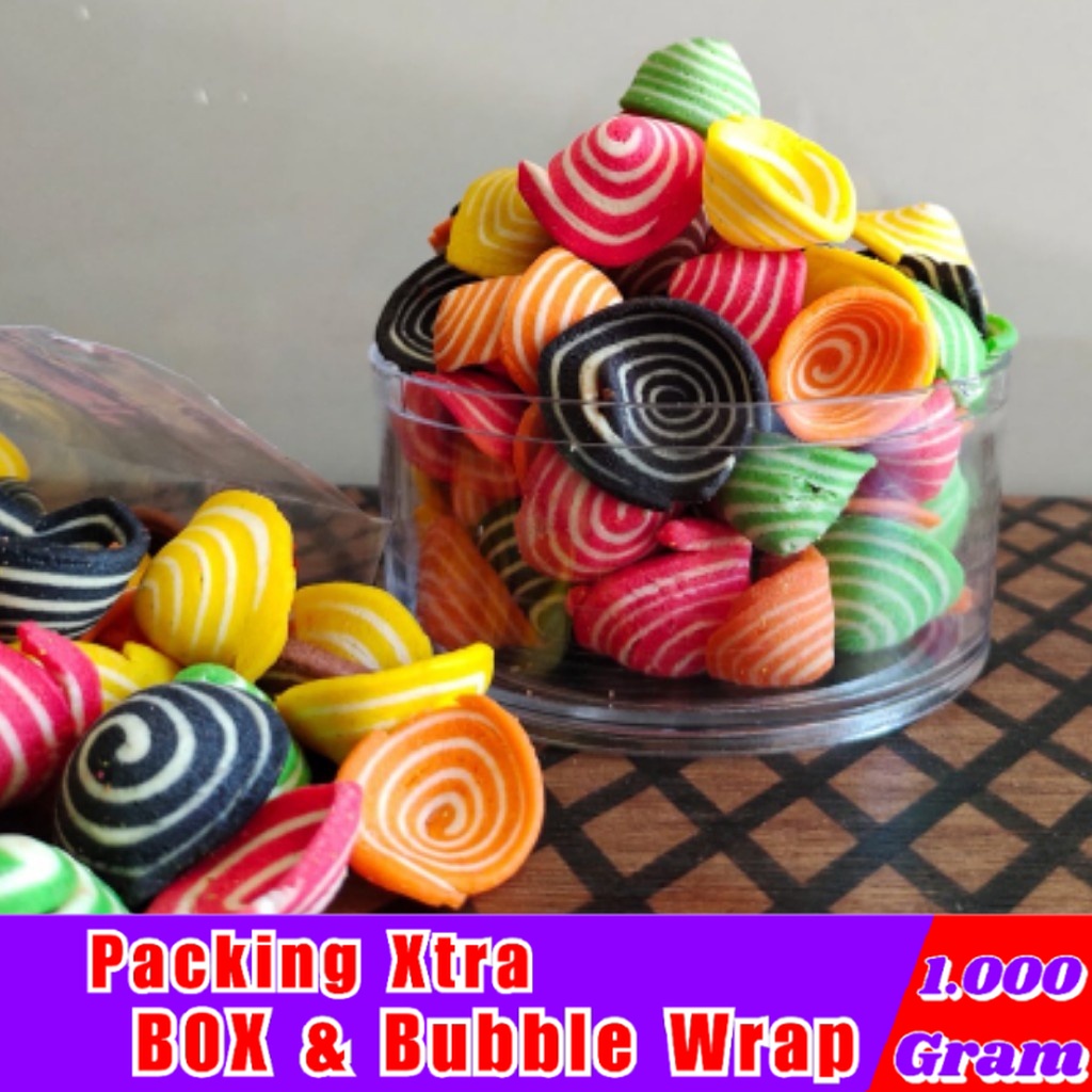 

[1Kg] Kuping Gajah Contong Pelangi / Kuping Gajah Rainbow - Hufaida Snack snack kiloan