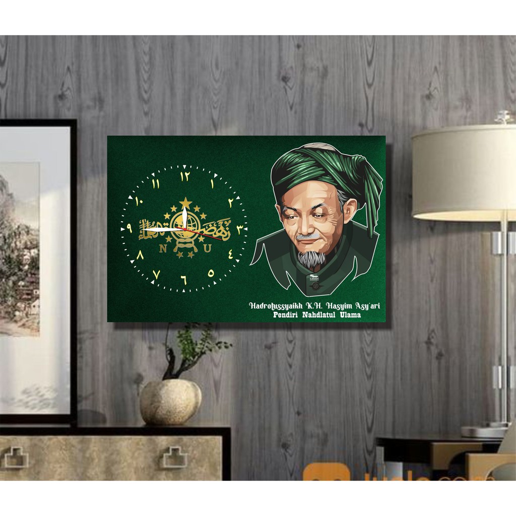 Jam dinding logo NU custom foto mbah hasyim desain 2