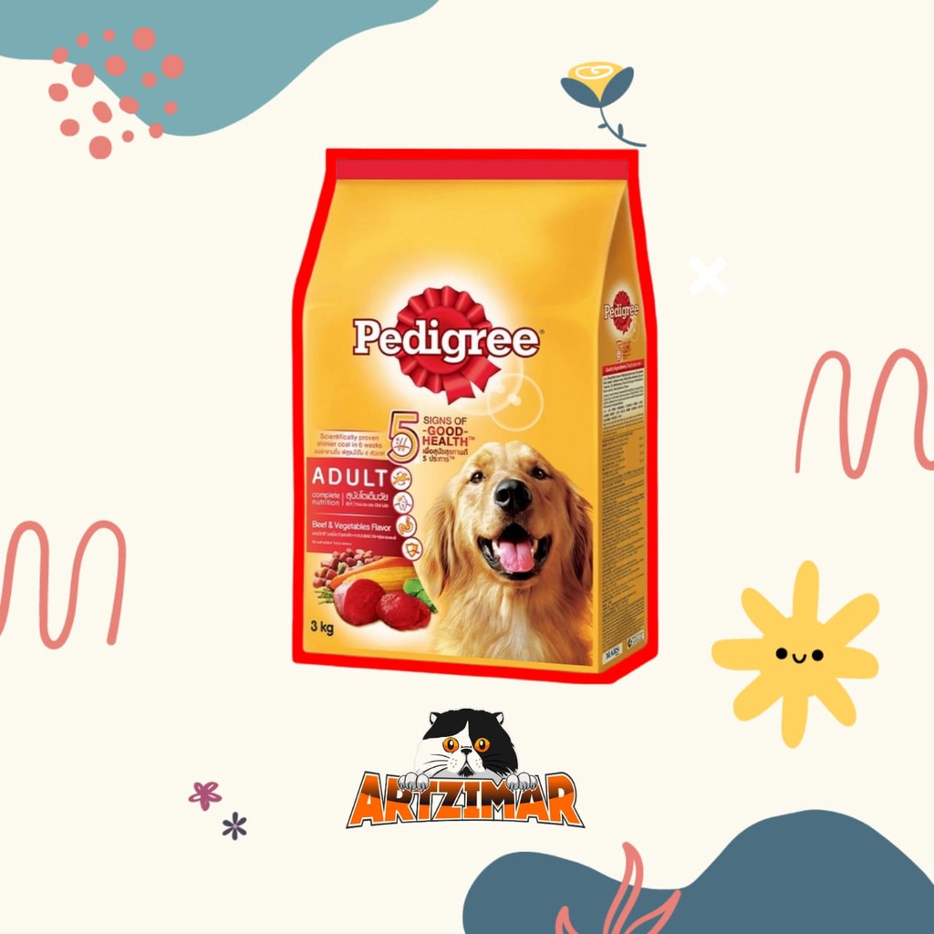 Pedigree ADULT BEEF VEGETABLE 3KG makanan anjing kering 3kg