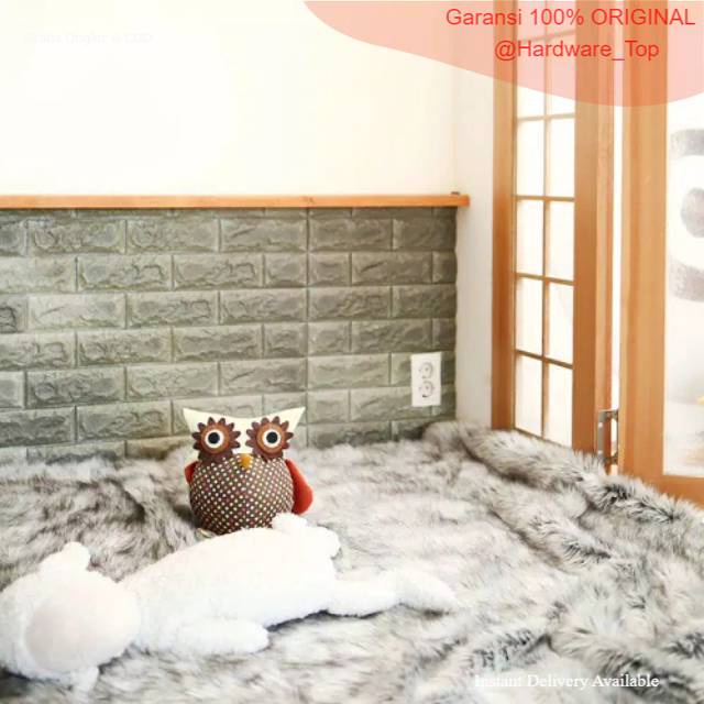 Arthome Wallpaper 3D Kedap Suara Motif Bata 70X77 Cm - Cokelat & Abu Abu