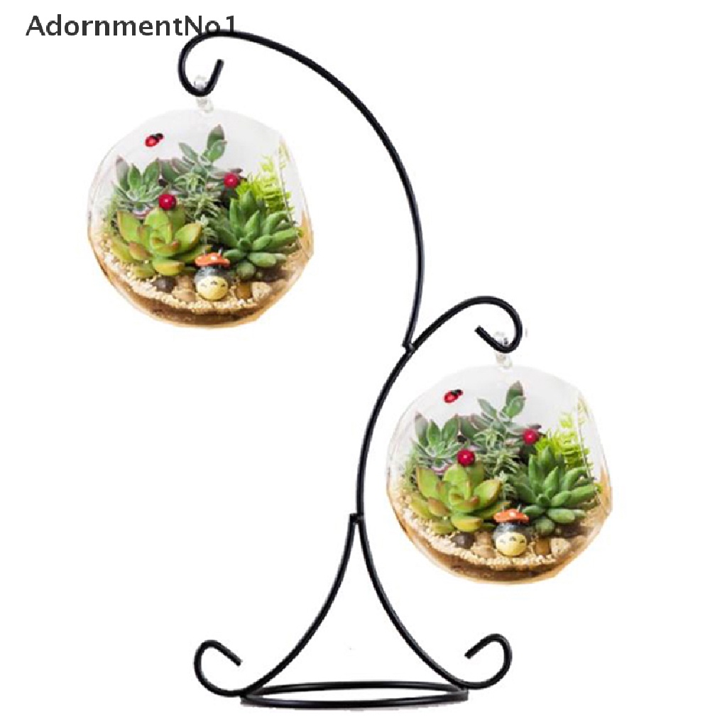 [AdornmentNo1] 37CM Double hook Metal Iron Candlestick Candle Holder Plant Glass Bottle Stand [new]